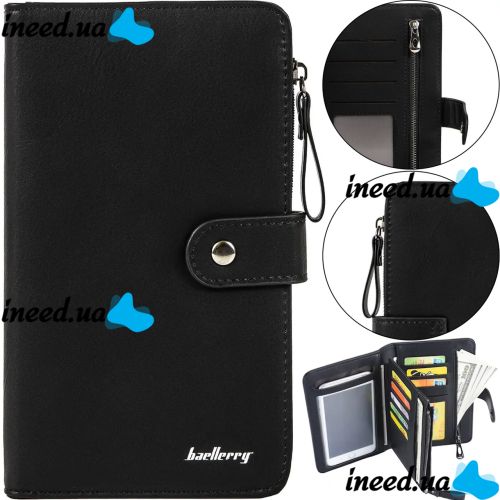 Жіночий гаманець клатч Baellerry Miracle JC224 Black з відділенням для телефону на кнопці, жіноче портмоне на 17 відділень для купюр і монет Чорний
