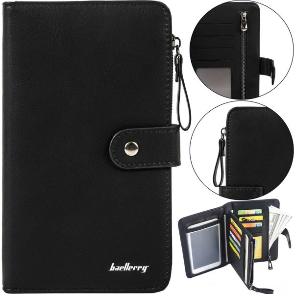 Женский кошелек клатч Baellerry Miracle JC224 Black с отделением для телефона на кнопке, Женское портмоне на 17 отделений для купюр и монет Черный