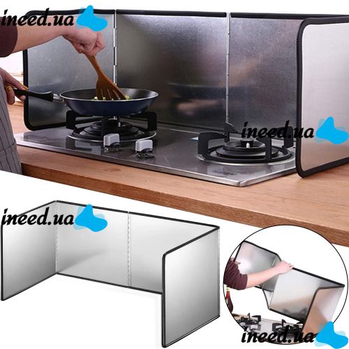 Protective folding panel MAG-593 for gas stove against grease and splashes 41x31x3cm Non-stick folding protective screen stainless steel partition
