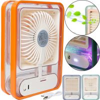 Desktop Rechargeable Mini Fan Humidifier Jisulife Holder Fan HF-200 with Backlight Wireless Mini Fan 4 Speeds USB