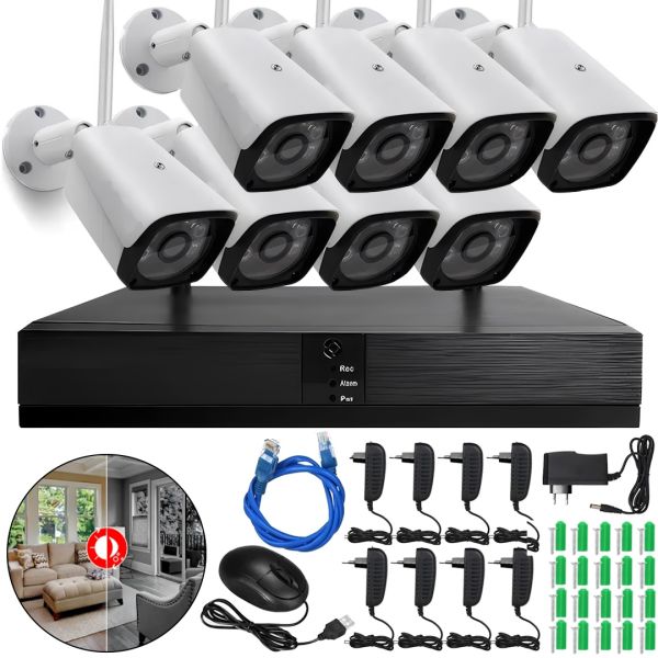 Комплект беспроводного видеонаблюдения видеорегистратор UKC DVR KIT 6678 WiFi набор на 8 уличных камер с датчиком движения для наружного наблюдения