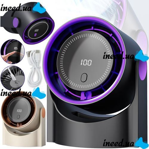 Circulating Fan M206 Tabletop Cordless Turbo Fan M206 Hanging Air Cooler, Fan with Display and LED Light USB VEN-1100