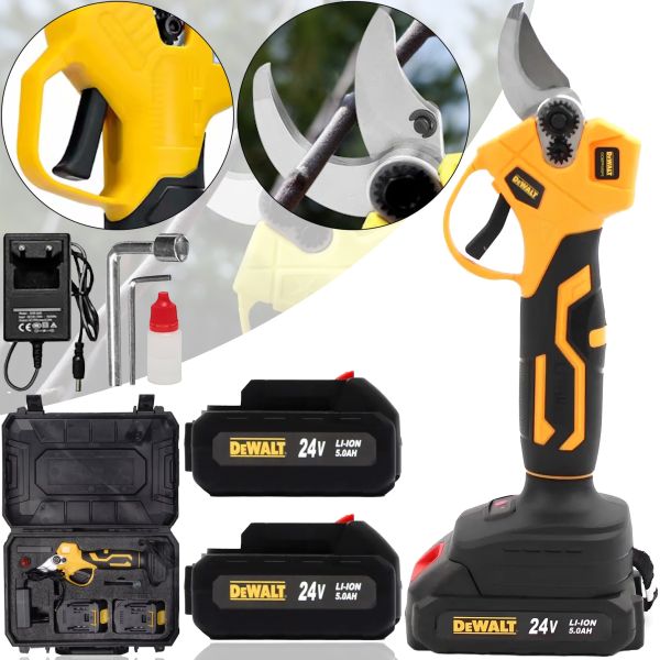 Аккумуляторный секатор DeWalt DCMPP540P1 24V 5AH с 2 аккумуляторам для обрезки веток и деревьев, Беспроводной электросекатор ножницы Деволт в кейсе