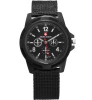 Чоловічі наручні армійські Годинники Swiss Army кварцові годинники Quartz на руку з ремінцем з нейлону 29 см чорні