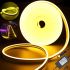 Светодиодная силиконовая лента LED NEON 0729 Yellow 5 м с блоком питания, Универсальная неоновая гибкая подсветка 12V-220V 5m в силиконе Желтая