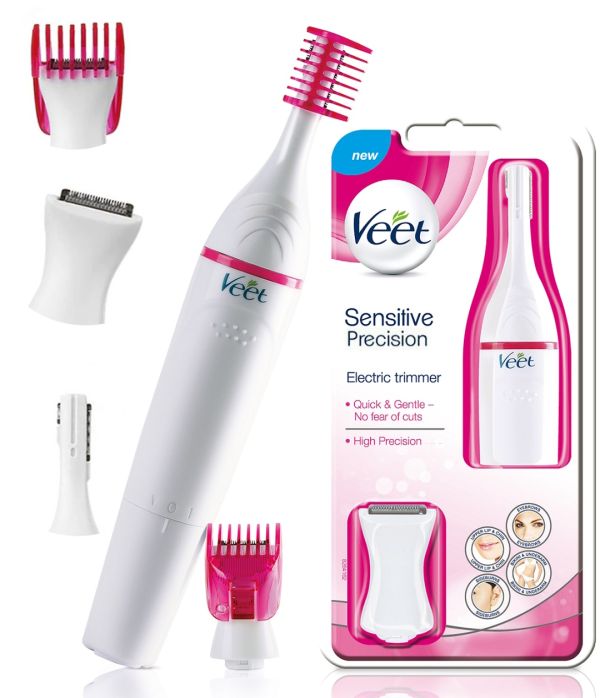 Women's electric trimmer Veet Sensitive Precision Expert epilator for face and body, electric shaver with replaceable nozzles Sweet Sensitive