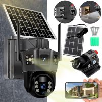 Зовнішня IP-камера відеоспостереження Solar Camera TD35 4G — поворотна відеокамера з трьома об'єктивами та віддаленим доступом, що живиться від сонячної панелі TD35-4G