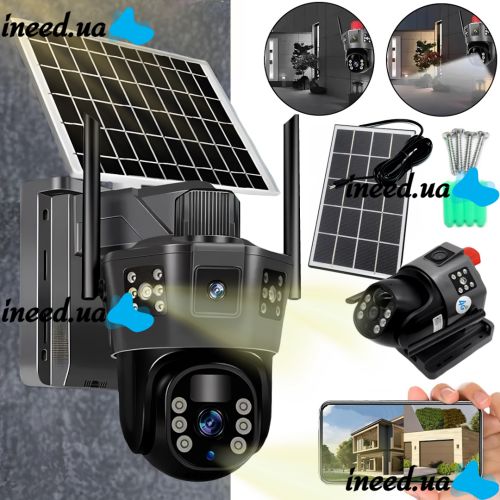 Зовнішня IP-камера відеоспостереження Solar Camera TD35 4G — поворотна відеокамера з трьома об'єктивами та віддаленим доступом, що живиться від сонячної панелі TD35-4G