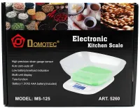 Domotec MS-125 Kitchen Electronic Scale Green up to 7 kg Domotec MX-403 battery-operated cooking scale with bowl and backlight for weighing