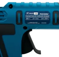 Акумуляторний клейовий пістолет PROFI-TEC PGG1120V 20V бездротовий термопістолет для гарячого силіконового клею 11 мм на 2 акумулятори Синій