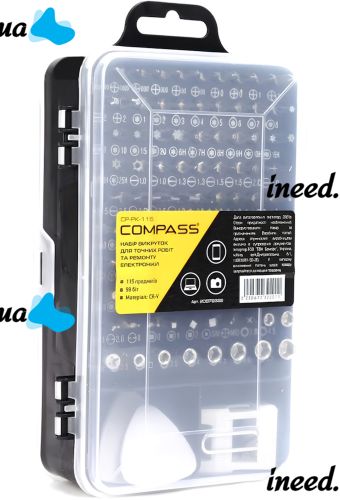A set of precision screwdrivers and Compass bits CP-PK-115 15 in 1 set of hand tools for electronics repair and spot work with attachments in a case