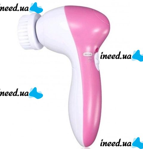 Електричний жіночий масажер для обличчя 5 в 1 Multifunction Face Cleaner AE-8782C 5 насадок, Масажна щітка зі змінними насадками на батарейках