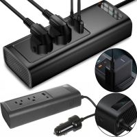 Автомобільний перетворювач напруги з 12V на 220v Baseus RNBQ-A01 150W інвертор з швидкою зарядкою CN EU 2 розетки type-C USB від прикурювача