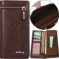 Чоловічий шкіряний гаманець клатч Baellerry Italia Brown B618 на 21 відділення для купюр і телефону на блискавці, чоловіче портмоне Коричневий