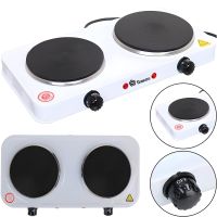 Domotec MS-5822 1000W desktop electric stove with 2 burners disc, Two-burner 1000W electric stove with 5-position thermostat White