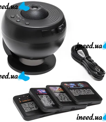Проектор звездного неба Galaxy Projector 360° Akenori PG-2000 светодиодный ночник с таймером, домашний планетарий 13 космических картриджей Черный