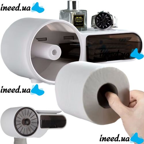 Настінний тримач для туалетного паперу Wall-Hanging Waterproof Tissuef Box SHH-1, органайзер для зберігання серветок з полицею на стіну MAG-736