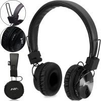 NIA X3 Wireless Over-ear Bluetooth Headphones with MP3 Player and FM Black, Full-size Bluetooth Stereo Headphones with Microphone and Radio Black