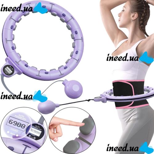Massage Hoop hula hoop with Weighting Count hula hoops AND868 45cm for Slimming Belly Sides, Ring with Adjustable Length and Counting Purple
