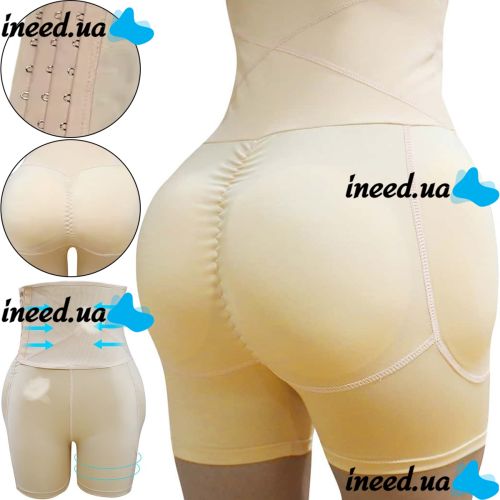 Corrective panties-shorts Body Hip Pants for buttocks enlargement with an overstated high waist and push-up effect, thigh-tightening Beige