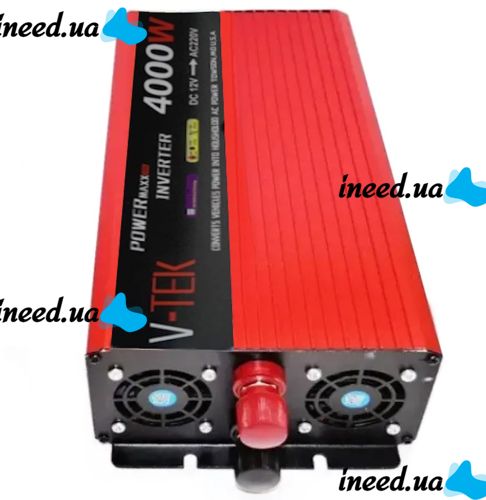 Автомобильный инвертор V-TEK VDK-4000W 12V-220V С LED-экраном и usb разъемом, Авто преобразователь напряжения тока от прикуривателя и аккумулятора