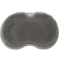 Silicone Massage Mat Cleaner Brush Shower Foot Scrubber Mat LY-379 Grey for Back and Legs with Suction Cups, Wall-mounted Non-slip Washcloth for Shower Grey
