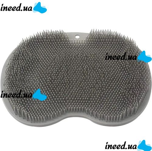 Silicone Massage Mat Cleaner Brush Shower Foot Scrubber Mat LY-379 Grey for Back and Legs with Suction Cups, Wall-mounted Non-slip Washcloth for Shower Grey