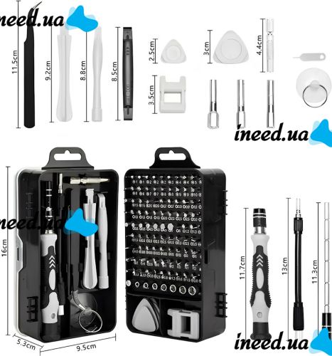 A set of precision screwdrivers and Compass bits CP-PK-115 15 in 1 set of hand tools for electronics repair and spot work with attachments in a case