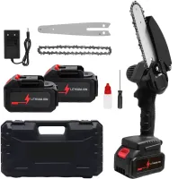 Аккумуляторная цепная мини пила Supretto Mini Electric Chain Saw 24V 550W для обрезки деревьев и распила дров, мини пила, электропила на аккумуляторе