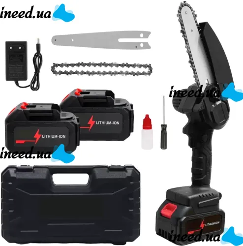 Аккумуляторная цепная мини пила Supretto Mini Electric Chain Saw 24V 550W для обрезки деревьев и распила дров, мини пила, электропила на аккумуляторе