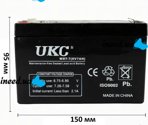 Gel BATTERY UKC 6V 7A lead acid battery