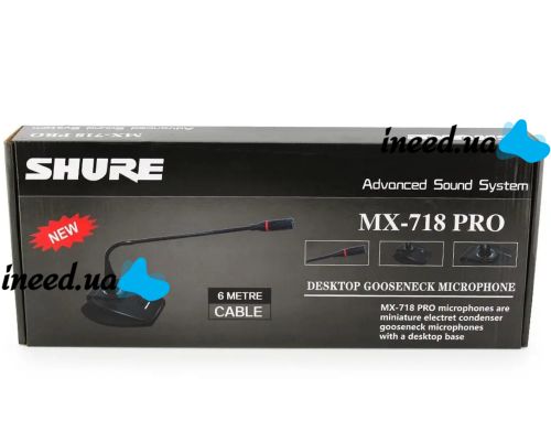 Бездротовий настільний мікрофон для конференцій Shure MX-718 PRO, радіомікрофон Шур МХ - 718 Pro на батарейках 