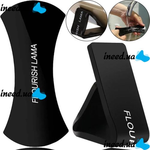 Car Silicone Holder Velcro Phone Stand Flourish Lama Black 2in1, Car Holder Pad for Car Dashboard Black