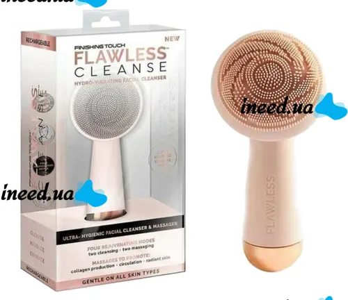 Силіконова очищаюча щітка масажер для чищення особи Finishing Touch Flawless Cleanse косметичний, силіконовий очищувач пір з функцією масажу, 