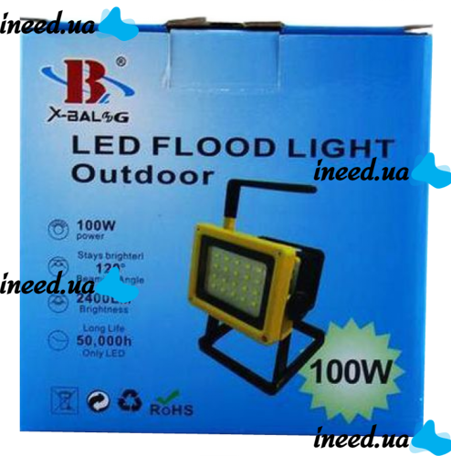 Переносний надпотужний прожектор Bailong BL-204 100W XML T6-WS Ручний акумуляторний ліхтар з поліцейською мигалкою для кемпінгу 3 режими роботи