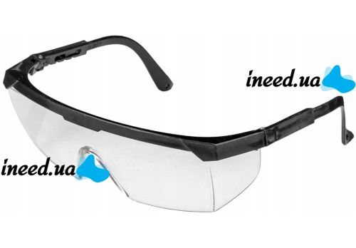 Vorel SG-007 open safety glasses are universal transparent glasses with UV protection made of polycarbonate to protect the eyes and face from damage