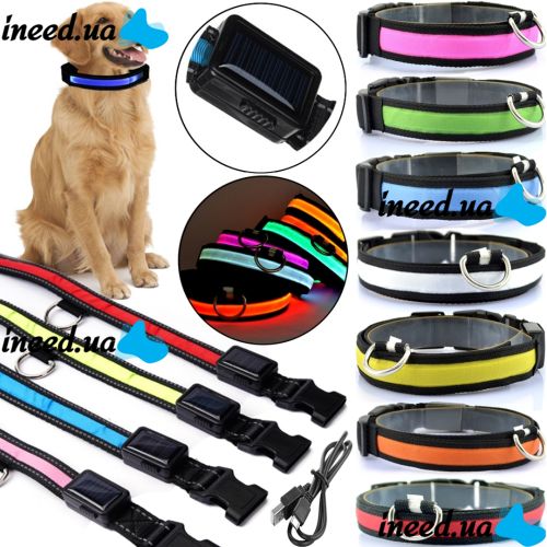 Luminous Fabric Collar Glow Ring for Cats and Dogs LED Neon with LED Backlight on Battery with USB for Pets