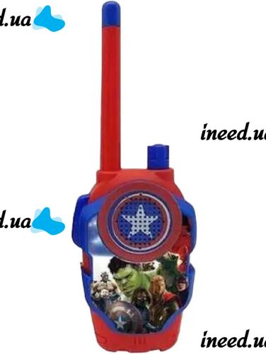 Дитячий набір з 2 рацій Месники Walkie Talkie Avengers 1568-1 на батарейках до 3м, Дитячі рації 2 шт Супергерої для зв'язку зі звуковими ефектами