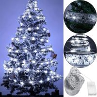 LED garland in the form of a ribbon LaceShine cold white 5 meters with a pattern of snowflakes on batteries, tape 5m 50 LED diodes Cold white