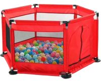 Bambi M1340 folding playpen with mosquito net for children's play, DreamToys Hexagonal ball dry pool with fence for toddlers
