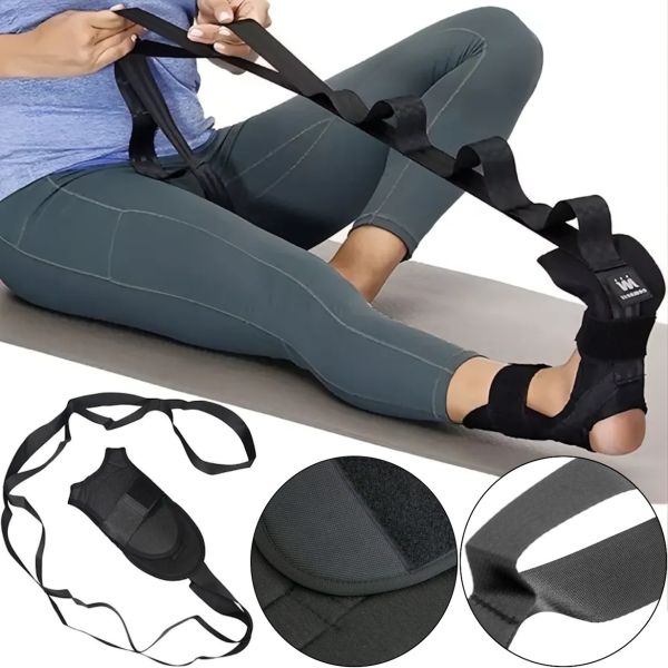 Удлиненный нейлоновый ремень Safe Stretch GS-3990 с 8 петлями для растяжки и фиксатором для ноги, Тренажер резинка 8 петель для разной нагрузки