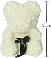 Little Teddy Bear made of artificial 3D Roses Teddy Bear de Luxe 25 cm White, Teddy bear