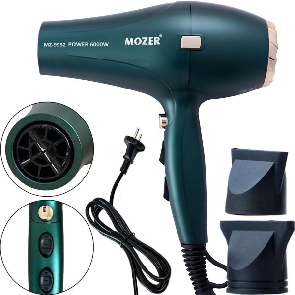 Профессиональный фен Mozer MZ-9952 4000W для сушки и укладки волос, Электрический фен Мозер с холодным обдувом и 2 насадками 2 скорости 3 режима