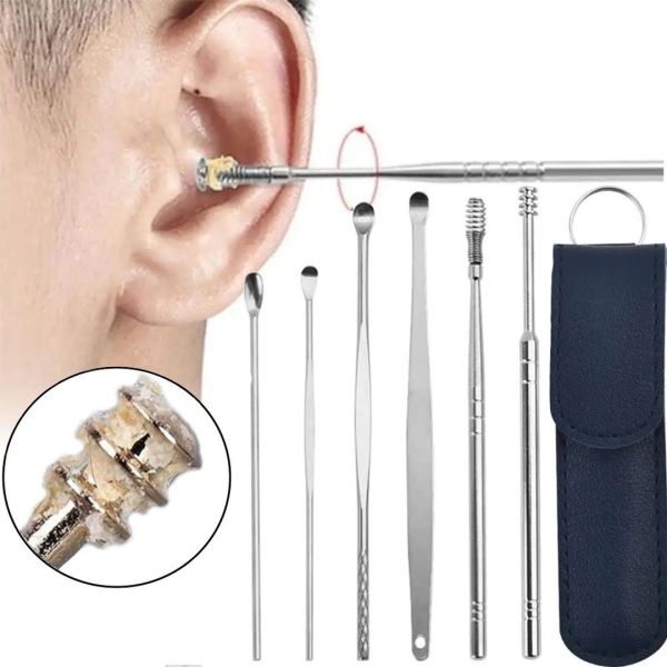 Косметологический набор инструментов для чистки ушей Tool Set 6 в 1 удаления ушной серы  нержавеющая сталь 6 шт, Ухочистка с футляром