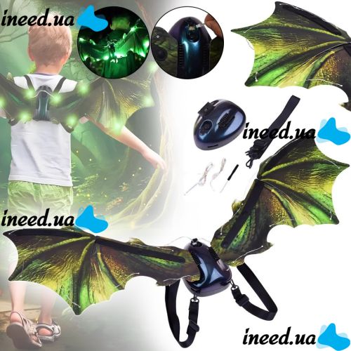 Дитячі рухливі крила Динозавра Dinosaur Wings 2 електричні карнавальні крила на ремінцях з підсвічуванням музикою і ефектом пурхання 85 см