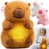 Interactive Breathable Capybara Snuggle Pulse CapyBuddy 30cm Soft Plush Toy, Musical Night Light with Batteries for Sleeping Newborn Babies