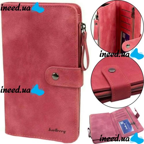 Жіночий гаманець клатч Baellerry Miracle JC224 Pink з відділенням для телефону, жіноче портмоне на 17 відділень для купюр і монет Рожевий