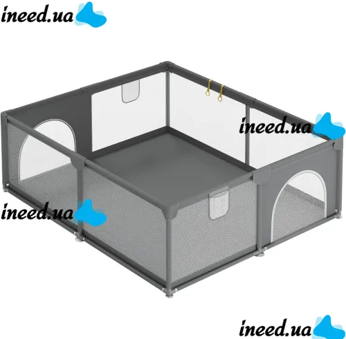 Дитячий ігровий манеж Harmony Comfort HRM-1218 120х180 см ігрова зона з москітною сіткою для дитячих ігор, сухий складаний басейн для малюків Сірий