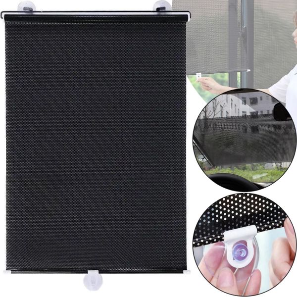 Солнцезащитная рулонная шторка козырек RolerProtect 40x60 см на колесиках для спальни и автомобиля, Автомобильные жалюзи роллет на окна Черная