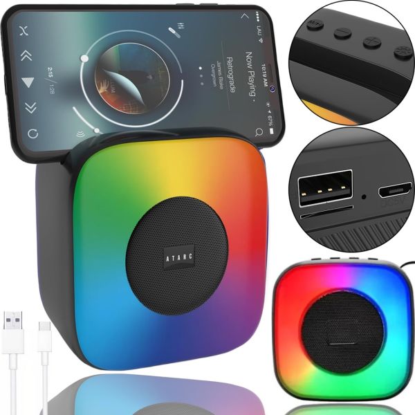Беспроводная Bluetooth колонка SPS LX-01 с RGB подсветкой для прослушивания музыки, Аккумуляторная блютуз акустика ATARC AT-620 FM-радио AUX от USB